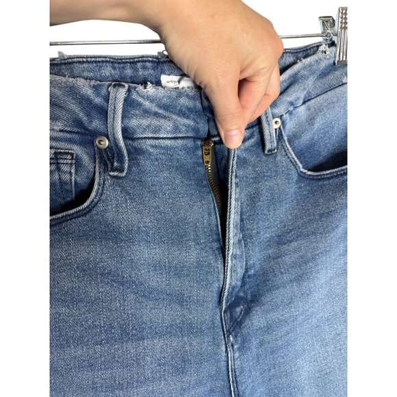 Good American Good Curve Straight Jeans Natural Fray Hem Blue 858-sz 30 - Picture 4 of 9